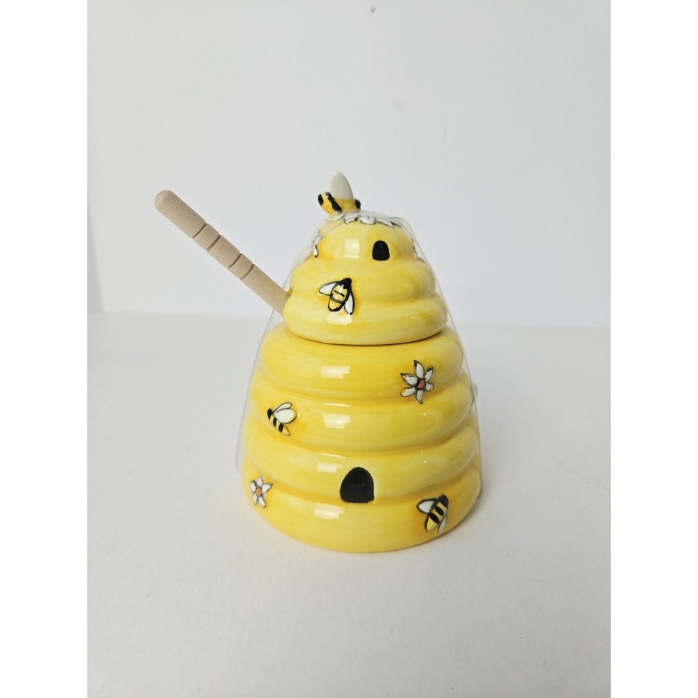 Blue Sky Clayworks honey bee hive jar New 5"